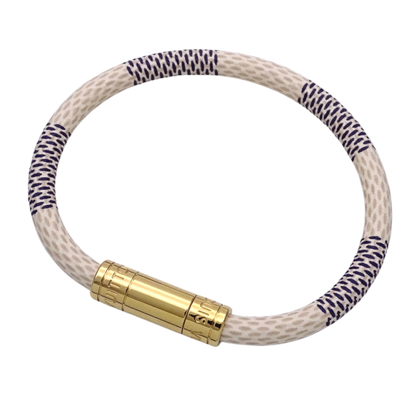 Louis Vuitton Jewelry - LOUIS VUITTON White Damier Leather Charm Bracelet